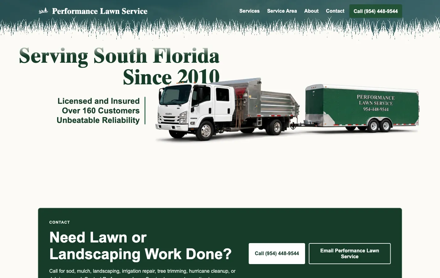 The about section, stating the company has served South Florida since 2010.