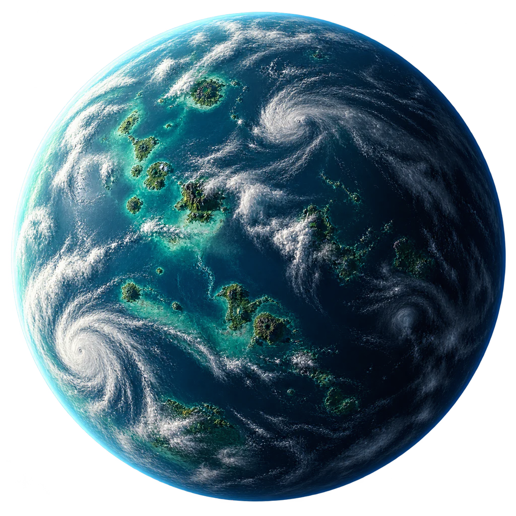 Original Kepler concept artwork showing a blue planet